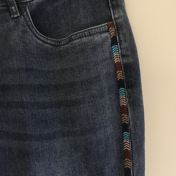 FDJ French Dressing Olivia Jeans 10 Blue Embroidered Pencil Ankle Denim Boho - Picture 4 of 13